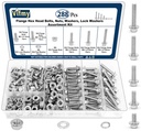 M6-1.0 Bolt x (Length 20/25/30mm) 304 Stainless Steel Flange Head Bolts Assortment Kit (288 Pack) with 6mm Bolt, Serrated Flange Nuts, Washers, Full Thread