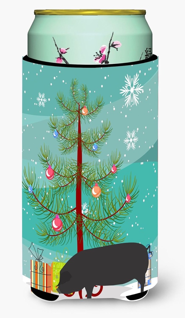 Caroline's Treasures BB9298TBC Devon Large Black Pig Christmas Tall Boy Hugger, Teal Can Cooler Sleeve Hugger Machine Washable Drink Sleeve Hugger Collapsible Insulator Beverage Insulated Holder