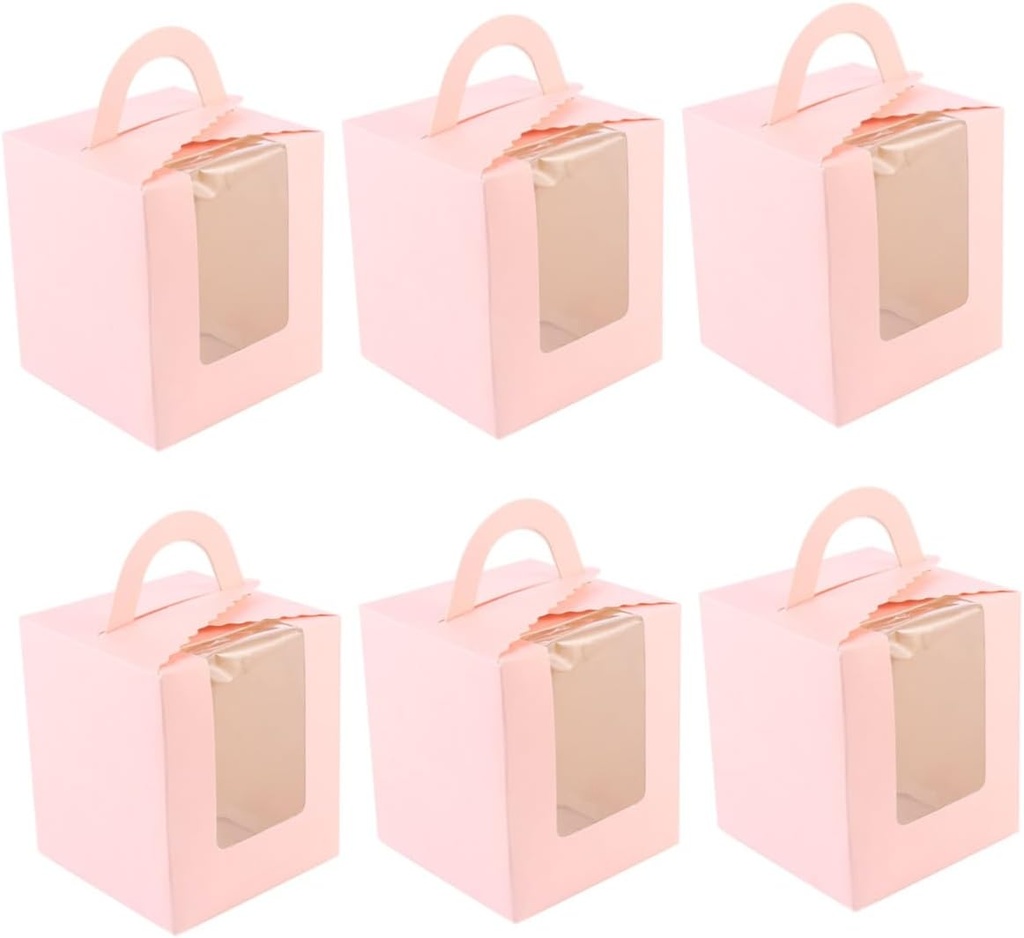 50pcs Muffin Holder Cake Box Handy Cupcake Container for Weddings Parties Bakery Desserts Design Window Insert for Easy Viewing and Carrying