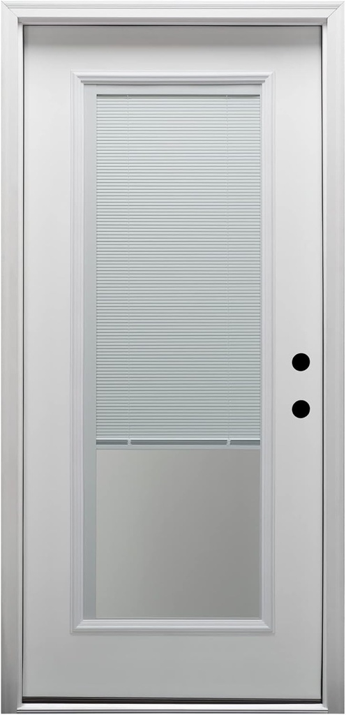 National Door Company, Steel, Primed, Left-Hand Inswing, Raise/Lower Blinds, Full Lite, Single Prehung Front Door, 32" x 80"