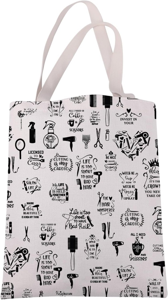 JXGZSO Hairdresser Gift Hair Stylist Canvas Tote Bag Hair Hustler Gift Hair Cosmetology Shopping Bag Hairstylist Themed Gift