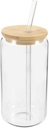 Kichvoe Glass Cups Set with Bamboo Lids and Straws Wide Mouth Jar Reusable Cup Bubble Tea Cups Glasses Tumbler for Iced Coffee Smoothie Juice 500ml
