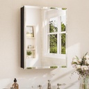 TETOTE 20 x 26 Bathroom Vanity Mirror Cabinet with Tempered Beveled Mirror Black Medicine Cabinet Aluminum Cabinet DTC Hinges, Stepless Adjustable Shelves, Recessed/Surface-Mounted