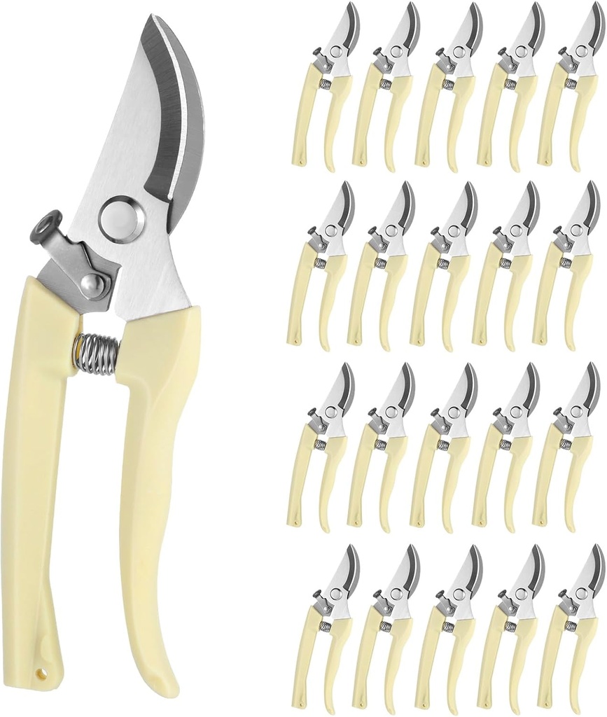20Pcs Pruning Shears for Gardening, Beige Garden Clippers Handheld Heavy Duty Plant Scissors Bypass Pruning Shears for Gardening Yard Hedge Flowers Tree Trimming Plant Cutter