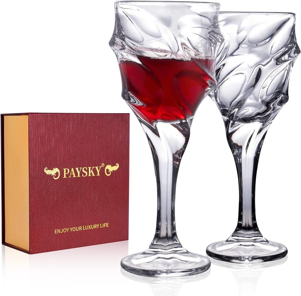 11oz Crystal Wine Gglasses Set with Luxury Gift Box Red Wine Set of 2 -Wedding Gift for Men or Women(Space wine glasses)