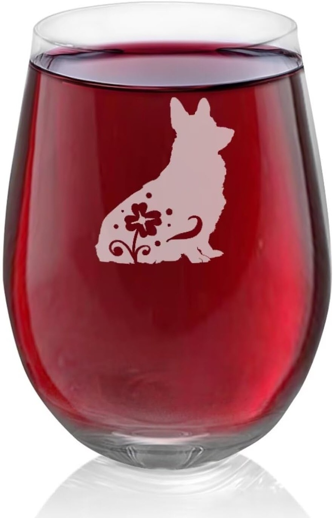 Corgi Wine Glasses Stemless Wine Glass 20 Ounce Egg Shaped Crystal Tumblers for Home Cute Gifts for Friends