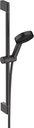hansgrohe Pulsify S 1-Spray Handshower with Slide Bar and Hose, PowderRain, IntenseRain, Pulsating Massage, in Matte Black, 24161671