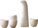 Pottery Sake Set, 5 Pieces,Traditional Retro Thread Ceramics Sake Cup Set,Best Gift for Family and Friends, with 1 Sake Pot and 4 Sake Cups (Wit)