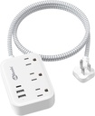 Flat Plug Power Strip with USB Ports, Flat Extension Cord 3FT with 3 AC Outlets 3 USB Ports, Short Extension Cord Outlet Splitter with No Surge Protector for Cruise Ship, Dorm Room Travel Essentials