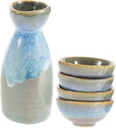 ABOOFAN Japanese Style Ceramic Sake Set with Assorted Color Sake Pot and Cups for Home Special Occasions for Water and Spirits