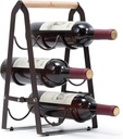 KINGRACK Countertop Wine Rack, Tabletop Wood Wine Holder for 6 Bottle Wine, 3-Tier Classic Design, Perfect for Home Decor, Bar, Wine Cellar, Basement, Cabinet, Pantry-Set of 1, Wood & Metal(Copper)