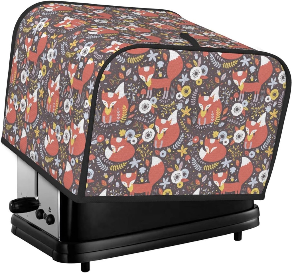 Oven Cover Kitchen Bread Machine Protector,4 Slice Toaster Cover For Home,Fingerprint Coaster Cover,Kitchen Small Appliance,Foxes