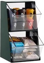 K Cup Holder, Large Capacity Tea Bag Organizer with 2 Drawers, Clear Coffee Pod Storage for Creamer, Sugar, Snack, Stationery, Cookies, Hair Tie - Green