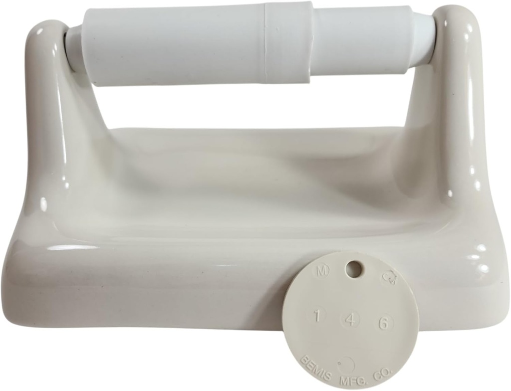 Beige Bone Almond Ceramic TP Toilet Paper Holder Wall Mount Thinset Installation Vintage Mid Century Modern Retro