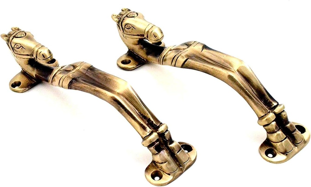 eSplanade Brass Door Handle Pair (2 pcs) | Home Decor | Door Decor | Pair of Brass Door Handles (Horse Head)