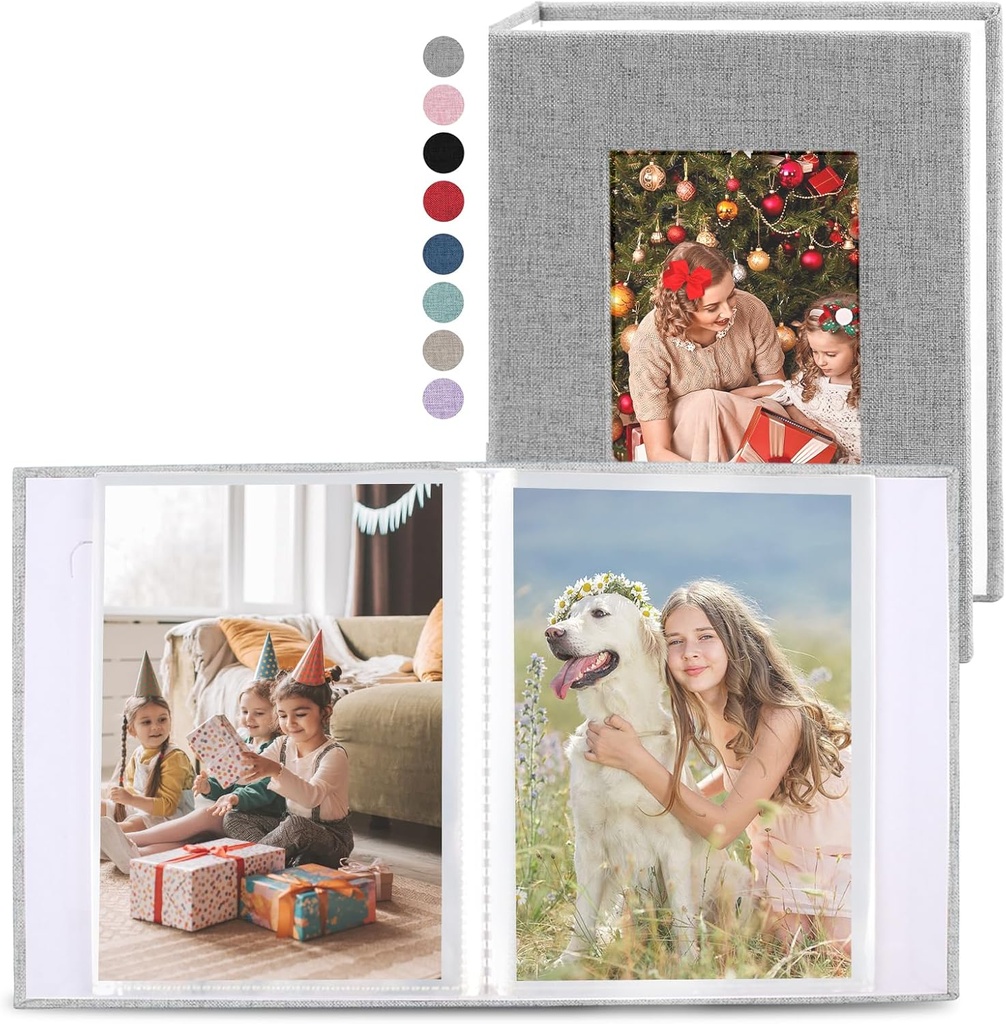 vivinin 2 Pack Photo Album 4x6, Linen Cover Photo Book, Small Photo Album Book for 36 Pockets Hold 72 Pictures, Picture Book for Photos Family Anniversaries Baby Vacations（Gray