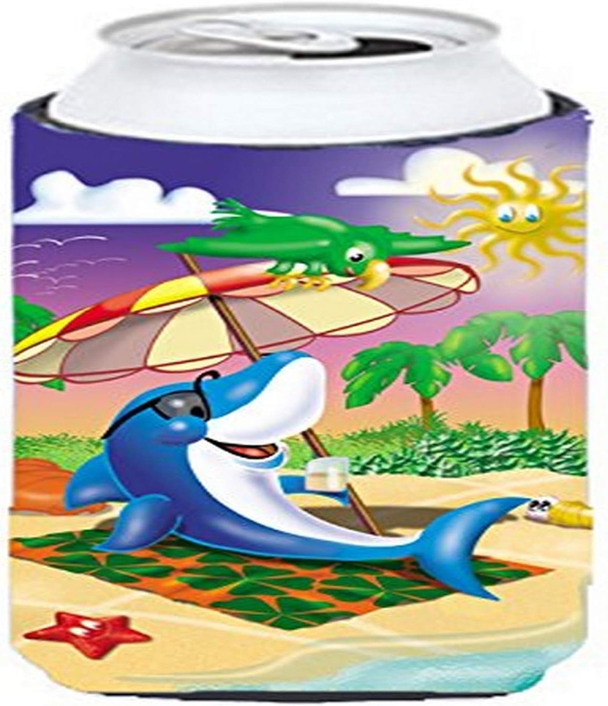 Caroline's Treasures APH2488TBC Dolphin Sunning on the Beach Tall Boy Hugger Can Cooler Sleeve Hugger Machine Washable Drink Sleeve Hugger Collapsible Insulator Beverage Insulated Holder