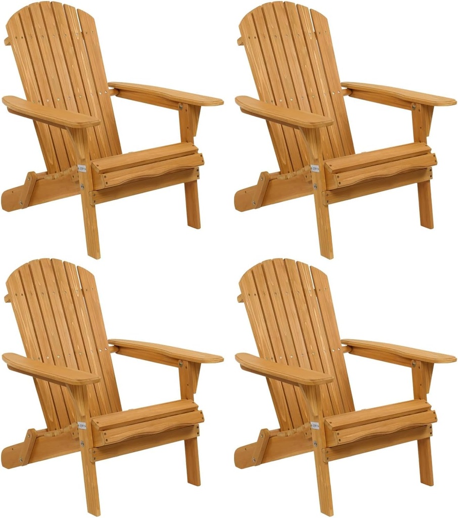 VINGLI Folding Adirondack Chairs Set of 4 Clearance Weather Resistant/Lawn Cheap Fire Pit Highwood Lounge Chairs-Patio Furniture Sets for Campfire, Bonfire