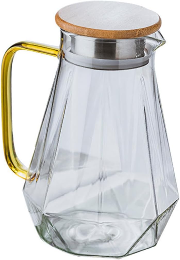 Garneck Filtered Water Pitcher Large Handle Cold Glass Water Jug Lid for Juice Iced Tea