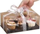 10 Gift Boxes Transparent Cake Boxes ，6 Holes Inserts Cupcake & Dessert Boxes | Tall Transparent Cupcake Box | Insert in White,orBlack | Fits Muffin & Cupcakes Cases（9.4"x 6.7" x 3.9" ） (black)