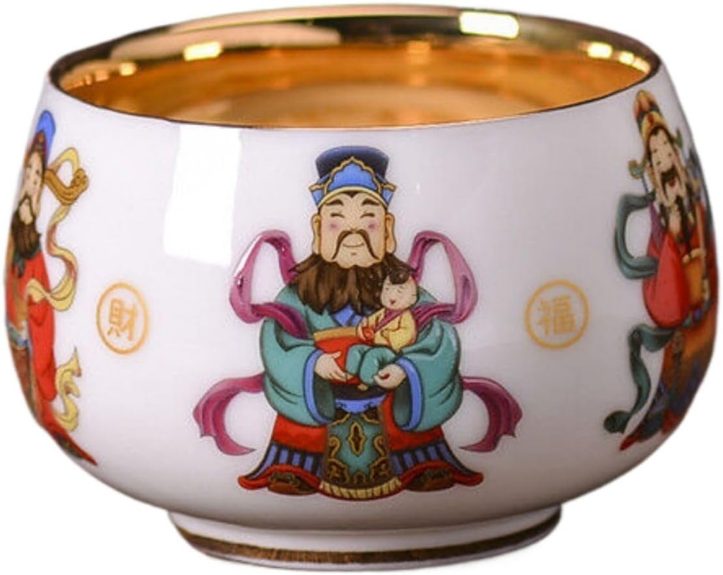 Z1255 鎏金杯 Tea Set Sake Cup 珐琅彩青花茶杯个人杯主人杯 Loose Leaf Tea cup 紫砂建盏大师