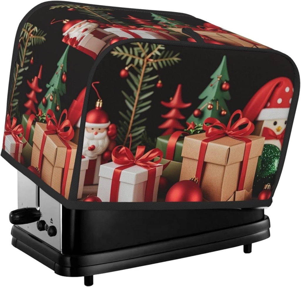 Xmas Decoration Christmas Gift 2 Slice Toaster Covers Dustproof Splash-Proof Bread Machine Cover Fingerprint Protectors Small Washable Kitchen Appliance Cover Universal Size