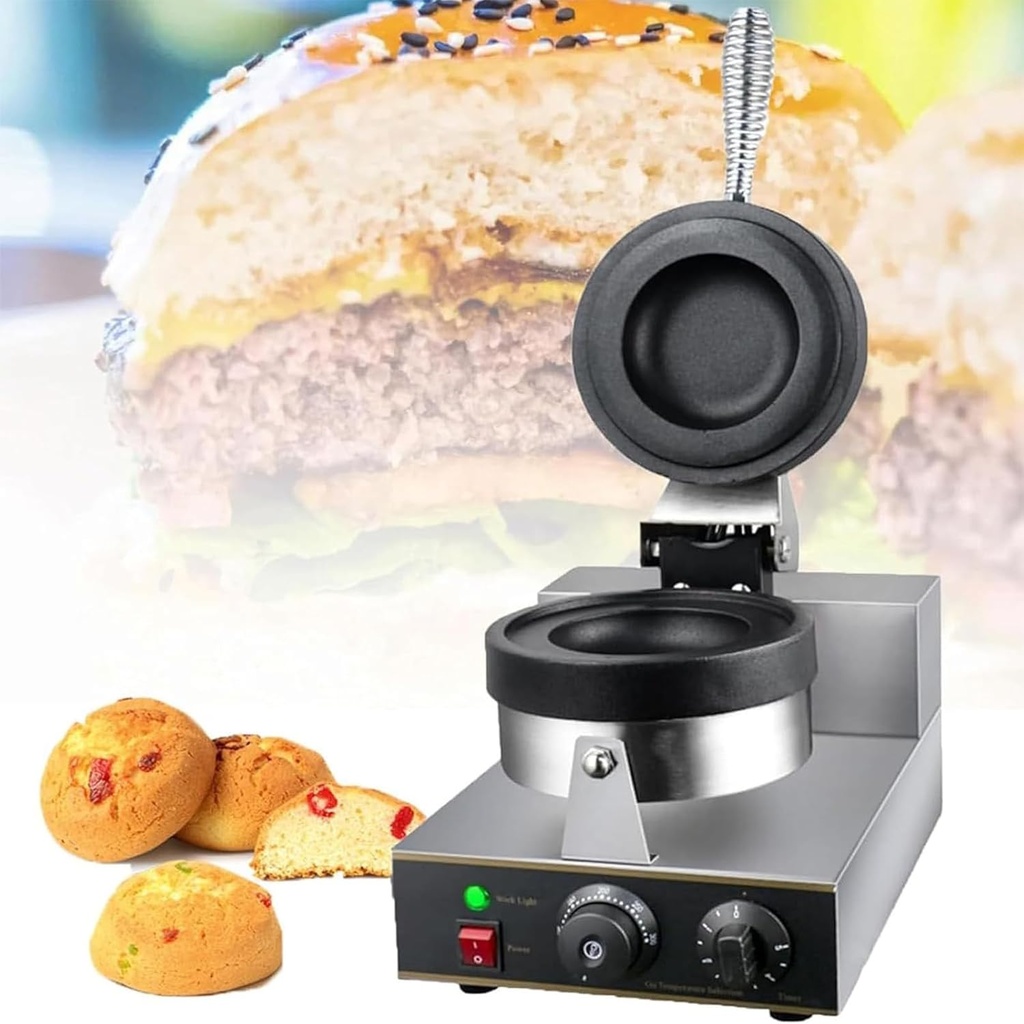 Electric Burger Waffle Maker Machine, Adjustable Time&Temperature Pans Hamburger Panini Press Baking Machine Non-stick Stainless Steel Iron Baking Machine for Commercial, Home