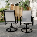 GarveeLife 2PCS Outdoor Swivel Dining Chairs With Textilene Breathable Back, Patio Swivel Rocker Chairs for Poolside Lawn Garden