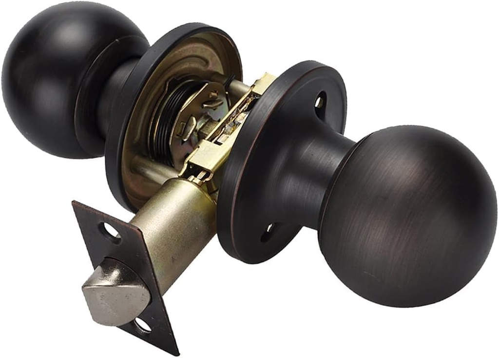 Passage Door Knobs, Left or Right Handing, Oil Rushed Brozen Finished Non-Locking Door Handle, Knobs for Hall and Closet Door, 1 Pack