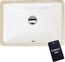 Nantucket Sinks UM-16x11-W, White Undermount Bathroom Sink – 16" x 11" Bath Vanity Sink, Rectangular Bowl, w Overflow, High Gloss White Vitreous China, Scratch & Stain Resistant – Great Point