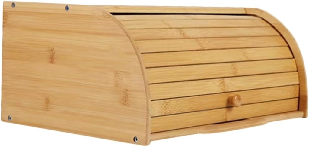 Bamboo Bread Box Lid Airtight Kitchen Storage Container for Fresh Bread Loaf and Snacks for Home and Bakery Use