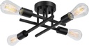 SunRider Industrial 4-Light Semi Flush Mount Ceiling Light Fixture, Modern Farmhouse Lights Matte Black, Rustic Sputnik Chandelier for Bedroom Foyer