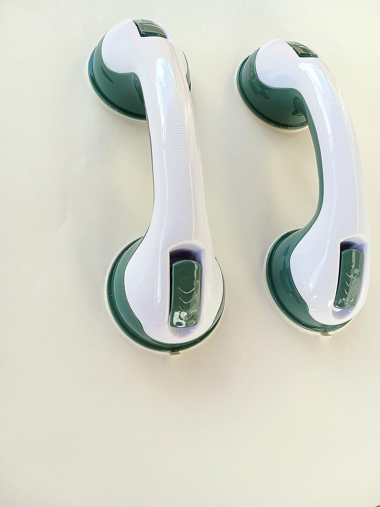 2 Pack Shower Handle 12 inch Grab Bar for Bathtubs and Showers Support for Handicap Elderly Seniors Strong Safety Suction Cup Non Slip Helping Hand Assistance for Shower Chair, Bathroom Wall.