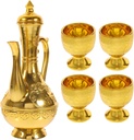 Buddhist Offering Cup 1 Set Golden Water Offering Cups with Kettle Meditation Bowl Buddhist Prayer Cups Mini Chalice Goblet Small Shot Glasses Religious Worship
