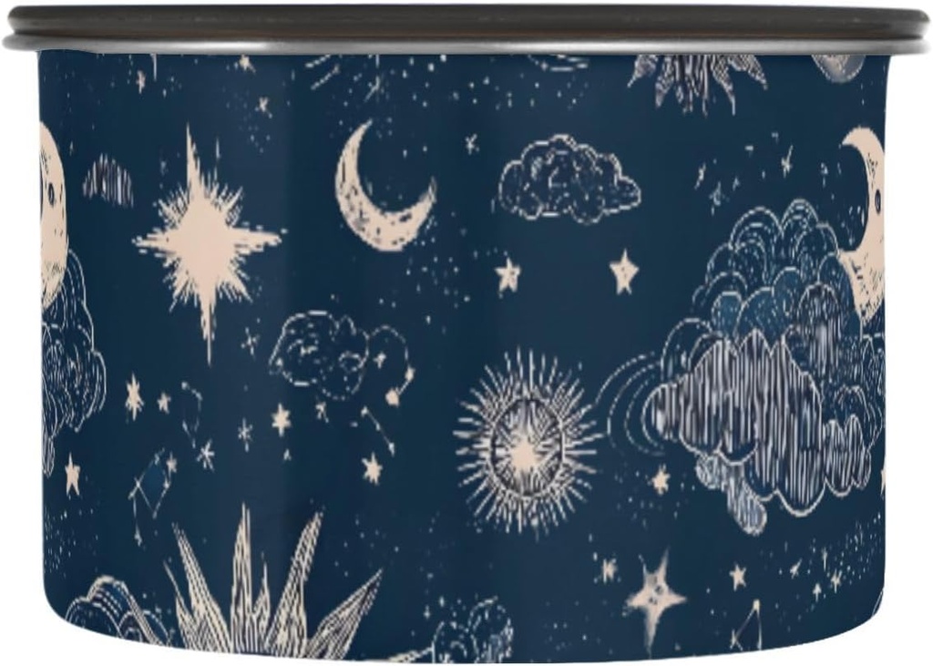 ALAZA Mystic Sun Moon Starlist Airtight Coffee Bean Canister 17oz Food Storage Containers with Lids For Gournd, Tea, Sugar, Flour, Rice, Cereal, Candy Cookie Jar