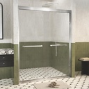 Shower Doors Glass Sliding,Semi-Frameless,1/4" Inch Sgcc Tempered Glass,Stainless Steel Pull Handle,Tempered Glass,Easy to Clean,Matte Black (Brushed Nickel, 48" W x 72" H)