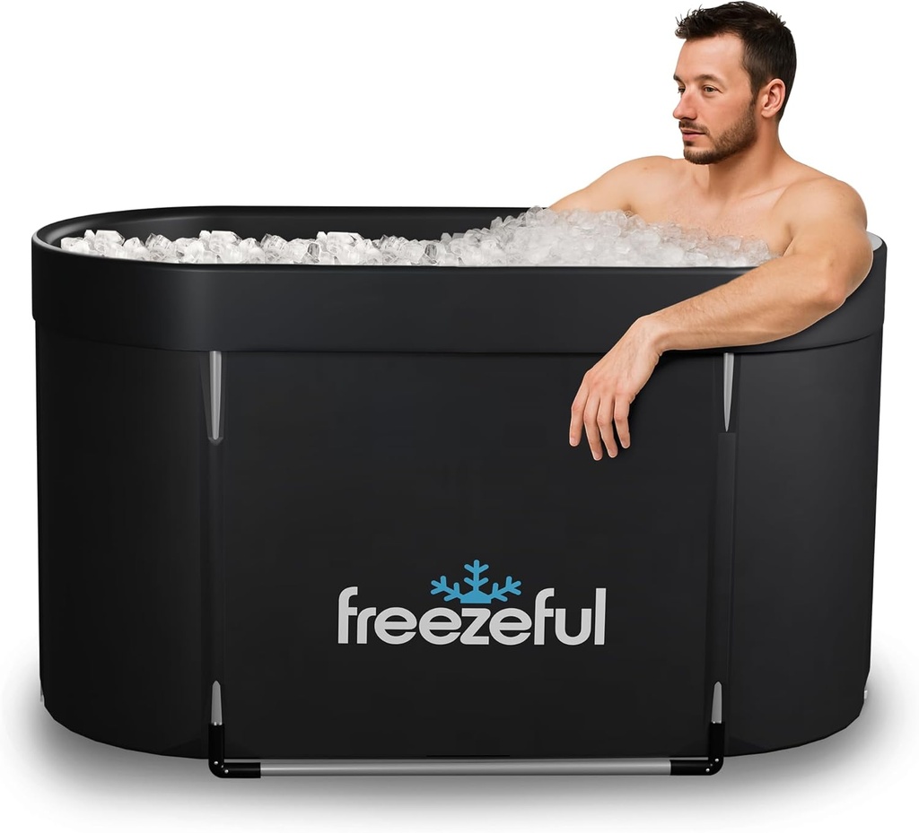 XL 120 Gallon Ice Bath Tub for Athletes, Portable Cold Plunge Tub with Cover and Side Storage Pocket, Designed in USA, For Indoor Outdoor Use