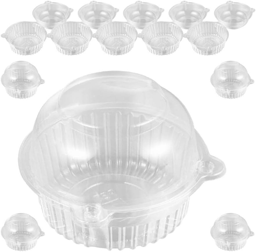 Kichvoe 100pcs Shape Cake Wrapping Boxes Transparent Individual Cupcake Containers for Christmas Party Accessories for Muffins Cakes and Treats