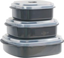 Reston Lloyd Nesting Microwave Containers, Set of 3, Adjustable Steam Vents, Airtight, Meal Prep, Durable BPA-Free Plastic- Freezer & Dishwasher Safe, Cookware & Food Storage, Anyday Cookware, Gray