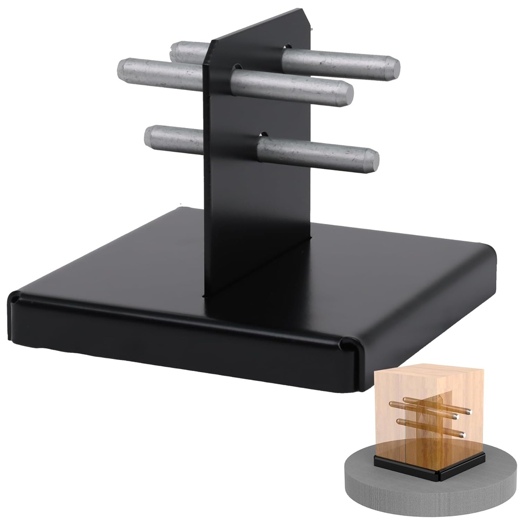 Concealed Post Base for 8x8 Lumber (Fits 7.5x7.5in) - 2 Pack Black Brackets: 1-Inch Standoff, Deck/Pergola Anchor Kit - Corrosion Resistant