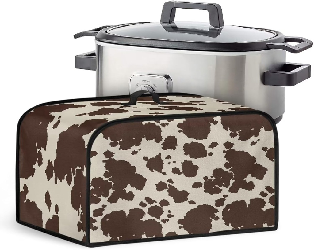 Brown Cow Print Durable Slow Cooker Cover Dustproof Wear-Resisting Slow Cooker Dust Cover Fit Most 6-8 Quart Oval Slow Cooker for Kitchen Dining Table Decor