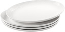 Ceramic Serving Platters Set of 4, White 10 Inch Oval Relief Platters, Entertaining Modern Kitchen Dishes, for Dinner, Fruit, Salad, Pasta - Microwave, Oven & Dishwasher Safe