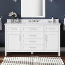 Ove Decors Tahoe II 60" White Bathroom Vanity Cabinet with Cultured Marble Countertop | Single Sink | Power Bar Integrated