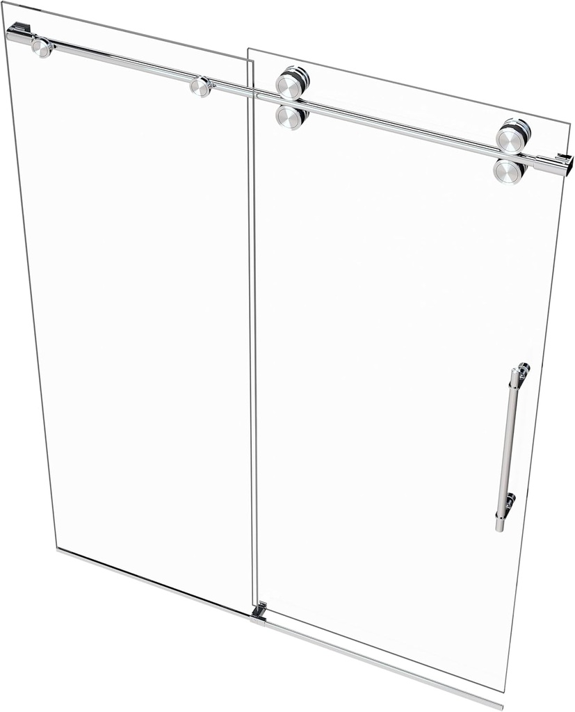 Montage 57.25-59" W x 78" H Euroglide Frameless Shower Door with 3/8" Clear Tempered Glass (Polished Stainless)