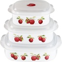 Reston Lloyd Nesting Microwave Containers, Set of 3, Adjustable Steam Vents, Airtight, Meal Prep, BPA-Free Plastic- Freezer & Dishwasher Safe, Cookware & Food Storage, Anyday Cookware, Harvest Apple