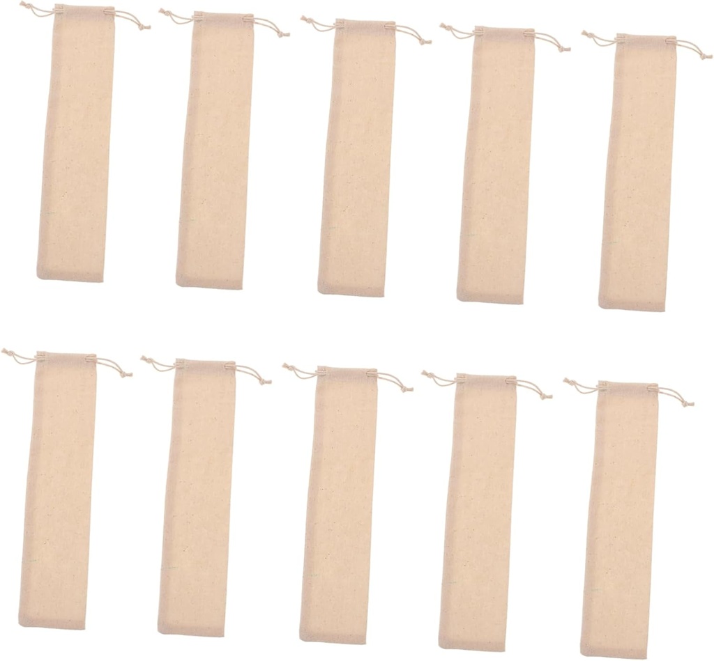 10pcs Cotton Drawstring Chopsticks Storage Bags Utensil Holder for Lunch Box Silverware Pouches for Camping