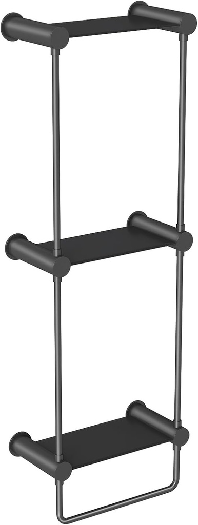 YUMORE Matte Black Towel Storage for Bathroom, 3 Tier Towel Rack with Shelf and Towel Bar, Wall Mounted Towel Racks for Bathroom Towel Storage and Organizer