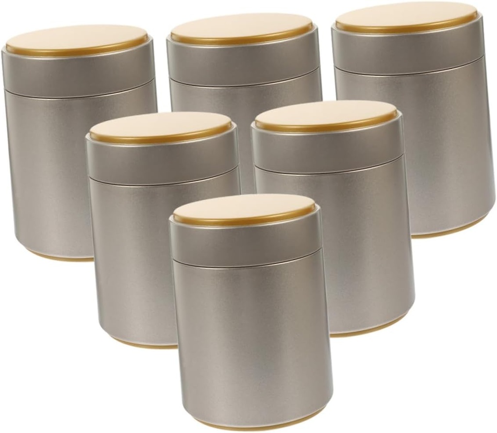 6pcs Tea Canister Airtight Storage Jars for Tea Coffee Beans and Sugar Round Sealed Containers Lid Large Capacity for Freshness