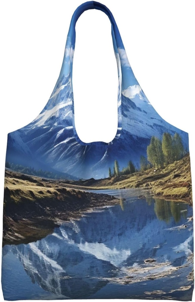 Snowy Mountains Canvas Tote Bag Reusable Grocery Bags Shopping Bags Large Canvas Bags with Handles