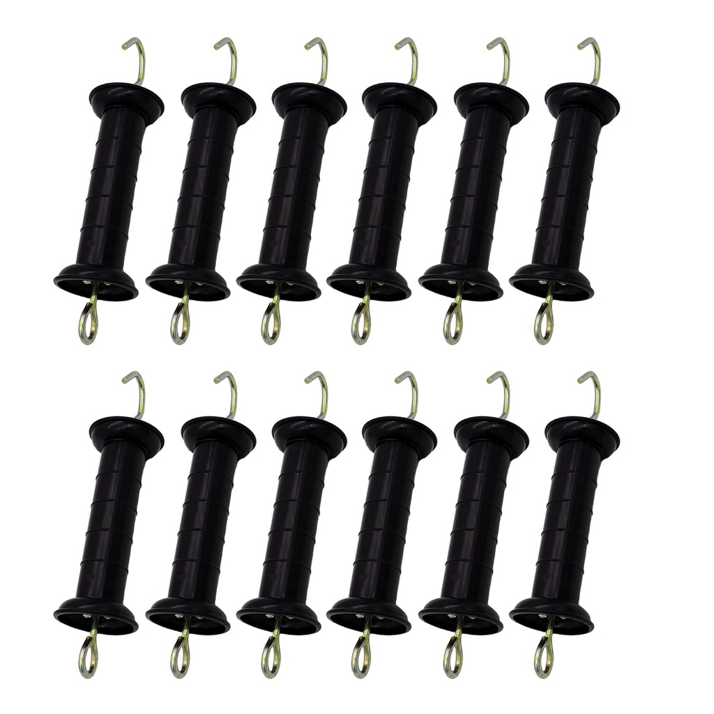 Plastic Electric Fence Gate Handle Insulators, Gate Handle with Spring (Black) (12)